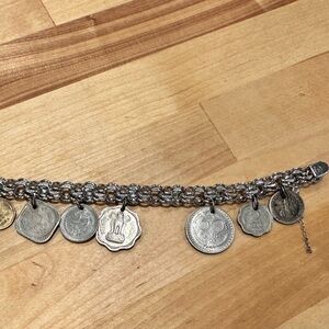 Silver Coin Charm Bracelet